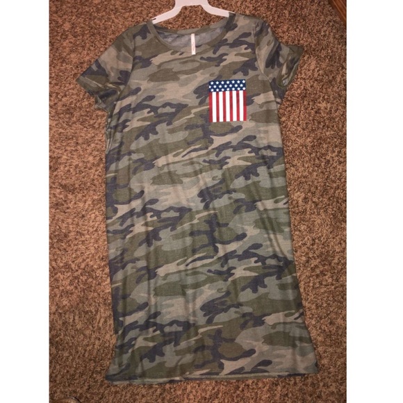 SOLD! Short Sleeve Camo Dress - Picture 2 of 5